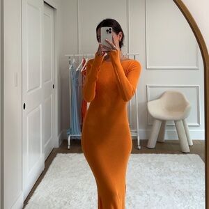 Orange Knit Maxi Dress - Small